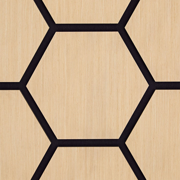 8er Set Akustikpaneele Wandpaneele Hexagon Wabe 76 x 62 cm Natur Eiche Holz 3D