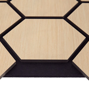 8er Set Akustikpaneele Wandpaneele Hexagon Wabe 76 x 62 cm Natur Eiche Holz 3D