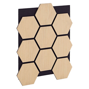 8er Set Akustikpaneele Wandpaneele Hexagon Wabe 76 x 62 cm Natur Eiche Holz 3D