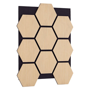 8er Set Akustikpaneele Wandpaneele Hexagon Wabe 76 x 62 cm Natur Eiche Holz 3D