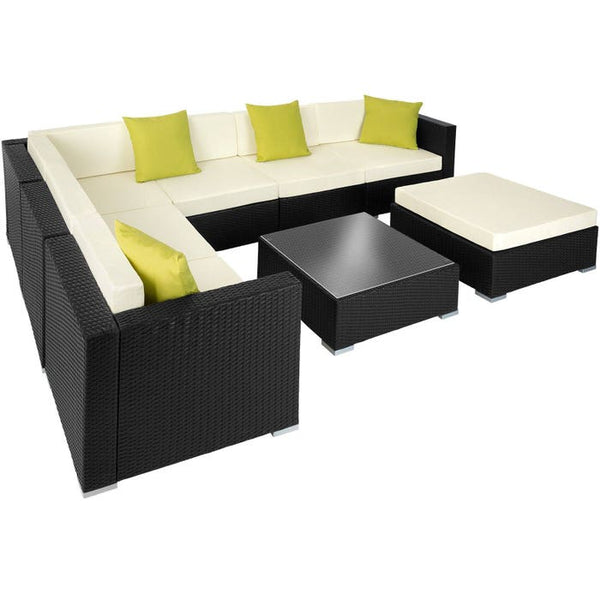 Rattan Loungeset Marbella - schwarz