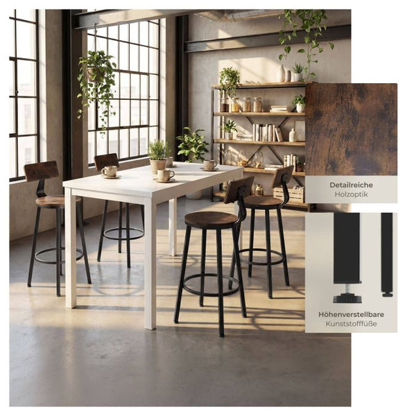 Barhocker Poole 4er Set Industrial Holz dunkel, rustikal