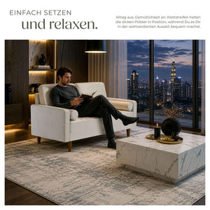 Sofa Skagen 2-Sitzer mit Federkern Samtoptik creme