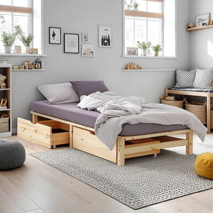 Palettenbett 100x200 cm mit Lattenrost Natur