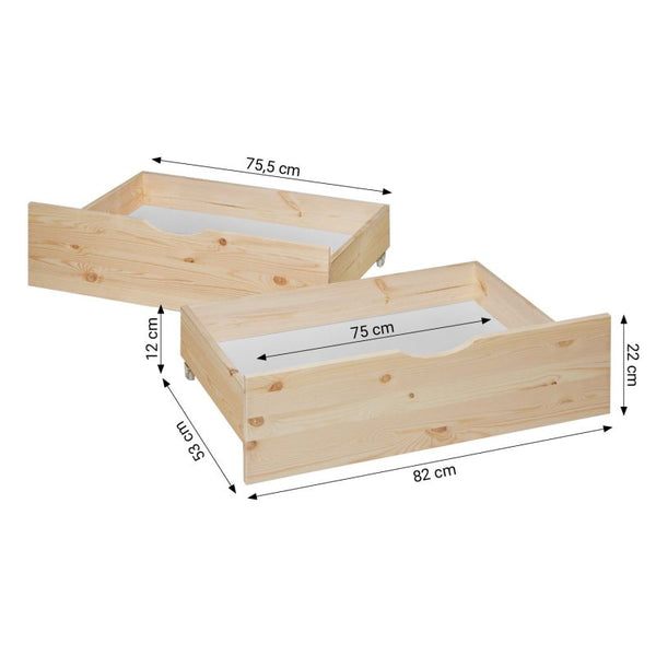 Palettenbett 100x200 cm mit Lattenrost Natur