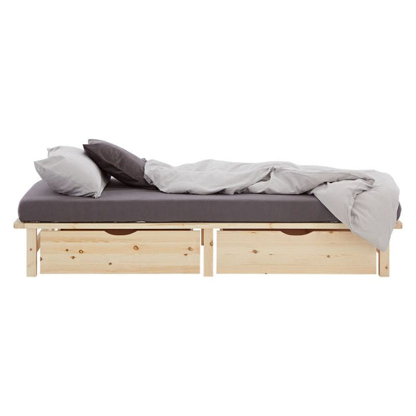 Palettenbett 100x200 cm mit Lattenrost Natur