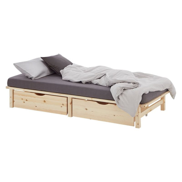 Palettenbett 100x200 cm mit Lattenrost Natur
