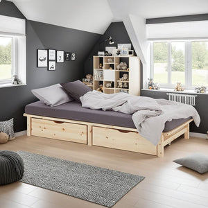 Palettenbett 100x200 cm mit Lattenrost Natur