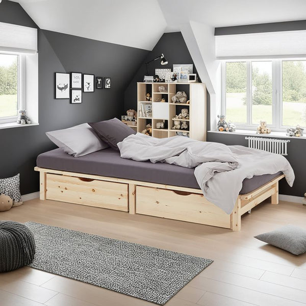 Palettenbett 100x200 cm mit Lattenrost Natur