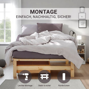 Palettenbett 100x200 cm mit Lattenrost Natur