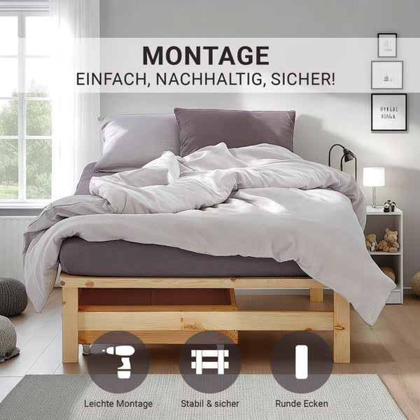 Palettenbett 100x200 cm mit Lattenrost Natur