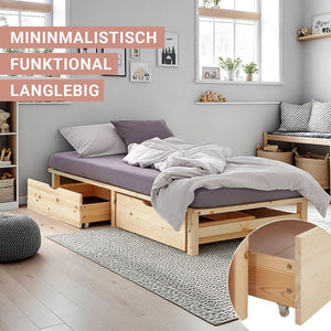 Palettenbett 100x200 cm mit Lattenrost Natur