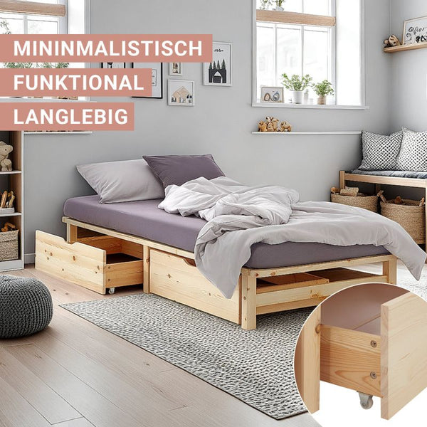 Palettenbett 100x200 cm mit Lattenrost Natur