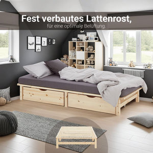 Palettenbett 100x200 cm mit Lattenrost Natur