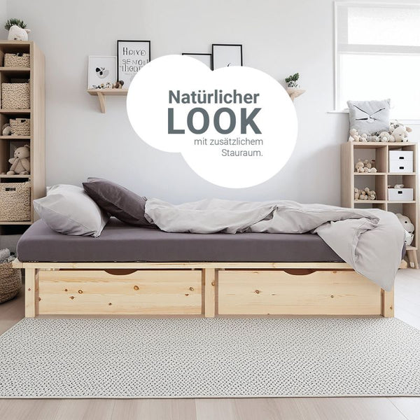 Palettenbett 100x200 cm mit Lattenrost Natur