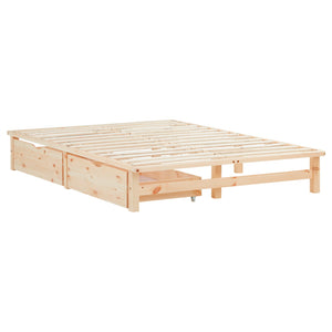 Palettenbett 140x200 cm Natur | Einzelbett mit Bettkästen | mit Matratze | Holz | Jugend Gast