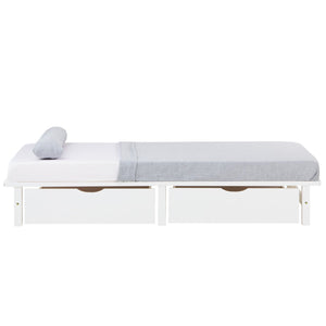 Palettenbett 90x200 cm Weiss | Einzelbett mit Bettkästen | mit Matratze | Holz | Kind Jugend