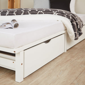 Palettenbett 90x200 cm Weiss | Einzelbett mit Bettkästen | mit Matratze | Holz | Kind Jugend