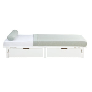 Palettenbett 140x200 cm Weiss | Doppelbett mit Bettkästen | mit Matratze | Holz | Kind Gast