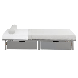 Palettenbett 140x200 cm Grau | Doppelbett mit Bettkästen | mit Matratze | Holz | Kind Gast