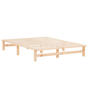 Palettenbett 140x200 cm Natur | Doppelbett mit Matratze | mit Lattenrost | Holz | Jugend Gast