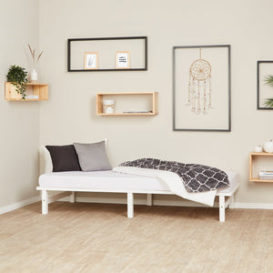 Palettenbett 90x200 cm Weiss | Einzelbett mit Matratze | mit Lattenrost | Holz | Jugend Gast