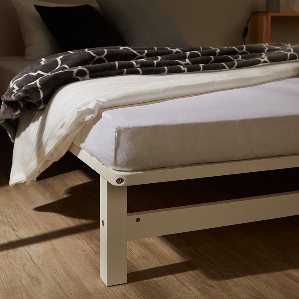 Palettenbett 90x200 cm Weiss | Einzelbett mit Matratze | mit Lattenrost | Holz | Jugend Gast