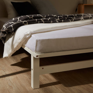 Palettenbett 140x200 cm Weiss | Doppelbett mit Matratze | mit Lattenrost | Holz | Jugend Gast
