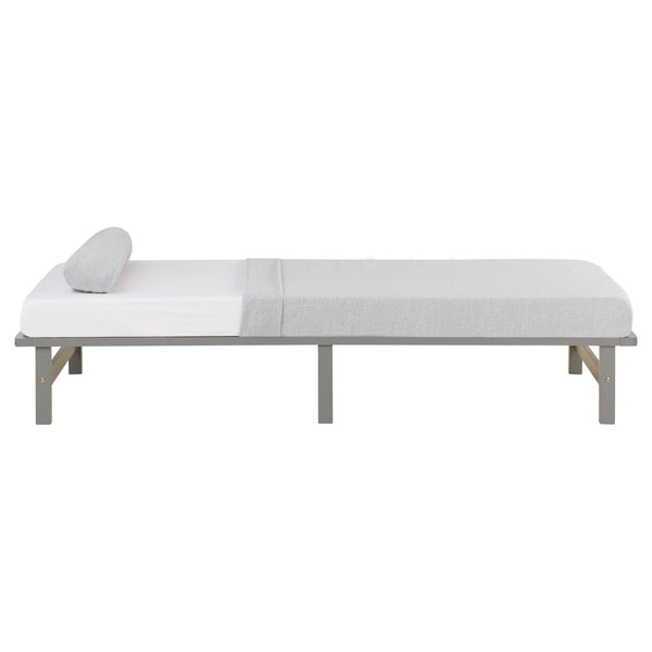 Palettenbett 90x200 cm Grau | Einzelbett mit Matratze | mit Lattenrost | Holz | Jugend Gast