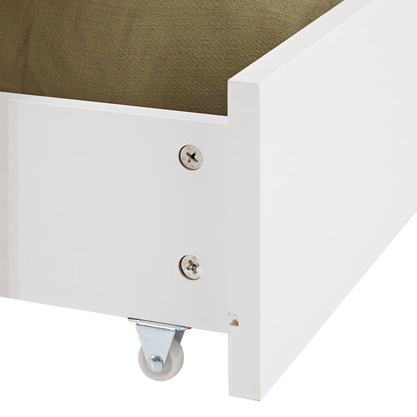 Etagenbett 90x200 cm Weiss | Kinderbett mit Bettkasten | Rausfallschutz | Umbaubar | Holz massiv