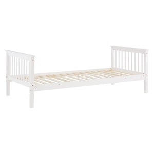 Etagenbett 90x200 cm Weiss Kinderbett mit Matratze mit Bettkasten mit Lattenrost Rausfallschutz Umbaubar massiv