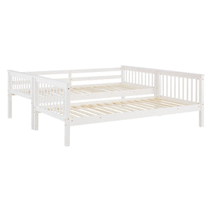 Etagenbett 90x200 cm Weiss Kinderbett mit Matratze mit Bettkasten mit Lattenrost Rausfallschutz Umbaubar massiv