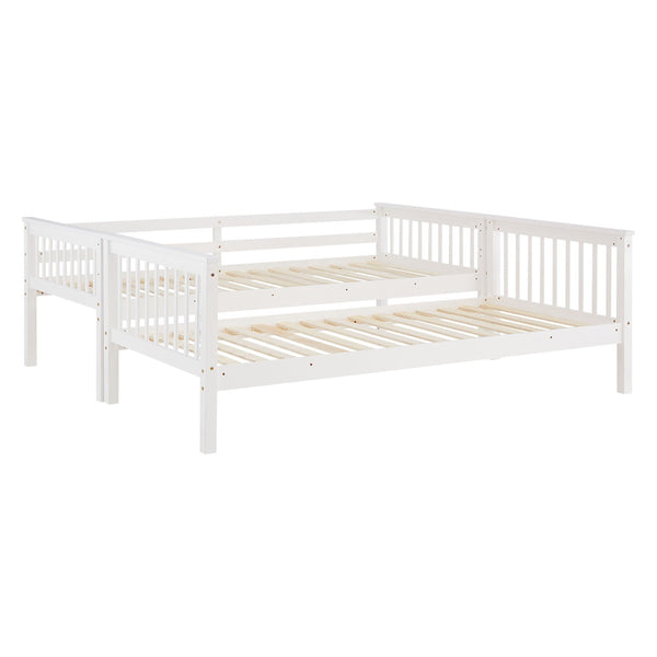 Etagenbett 90x200 cm Weiss Kinderbett mit Matratze mit Bettkasten mit Lattenrost Rausfallschutz Umbaubar massiv