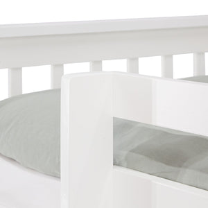 Etagenbett 90x200 cm Weiss Kinderbett mit Matratze mit Bettkasten mit Lattenrost Rausfallschutz Umbaubar massiv