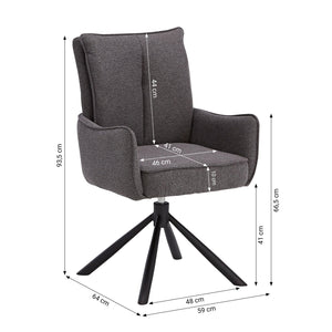 Polsterstuhl Stoff Anthrazit 4er-Set drehbar mit Armlehnen Küche Esszimmer Büro