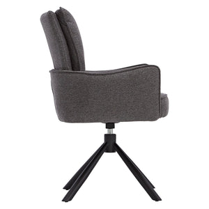 Polsterstuhl Stoff Anthrazit 6er-Set drehbar mit Armlehnen Küche Esszimmer Büro