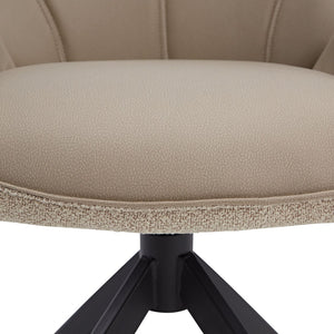 4er Set Polsterstuhl Bouclé Leder drehbar Beige