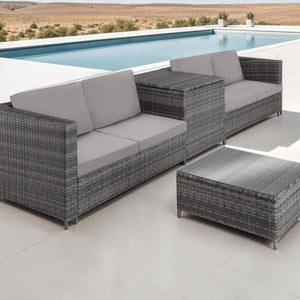 Rattan Lounge Siena grau/hellgrau