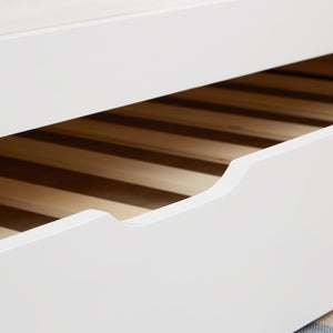Holzbett 90x200 cm Weiss | ausziehbar | Koje | mit Matratze | Ausziehbett Duo-Bett Funktionsbett