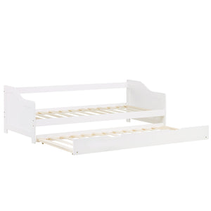 Holzbett 90x200 cm Weiss | ausziehbar | Koje | mit Matratze | Ausziehbett Duo-Bett Funktionsbett