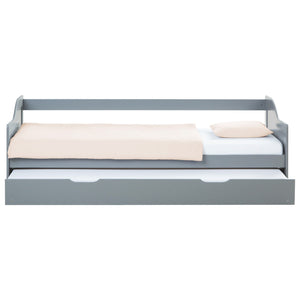 Holzbett 90x200 cm Grau | ausziehbar | Koje | mit Matratze | Kind Jugend Gast