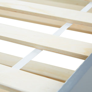 Holzbett 90x200 cm Grau | ausziehbar | Koje | mit Matratze | Kind Jugend Gast
