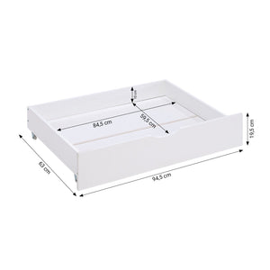 Kinderbett 90x200 cm Weiss | Holzbett mit Matratze | 2 Bettkästen | Rausfallschutz