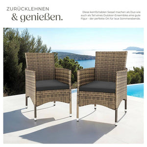 2er Set Rattanstuhl Nantes natur/dunkelgrau