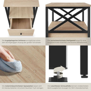 Nachttisch Falkirk Industrial Holz hell, Eiche Sonoma
