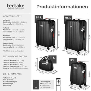 Hartschalenkoffer-Set Cleo schwarz