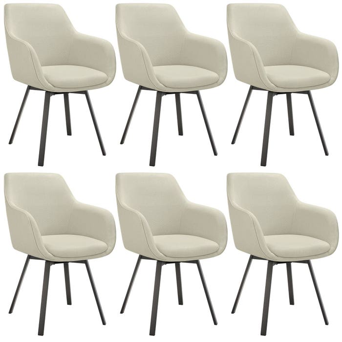 Fauteuil pivotant Alicon gris-beige, lot de 6
