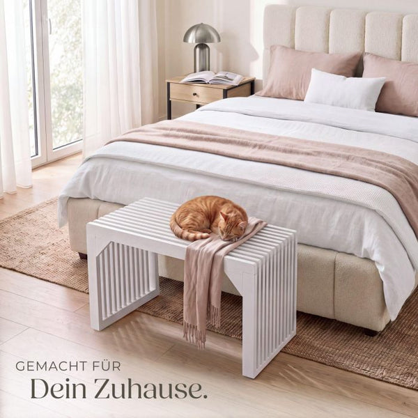 Sitzbank Ribb Lamellenoptik weiss 73 x 35 x 43 cm