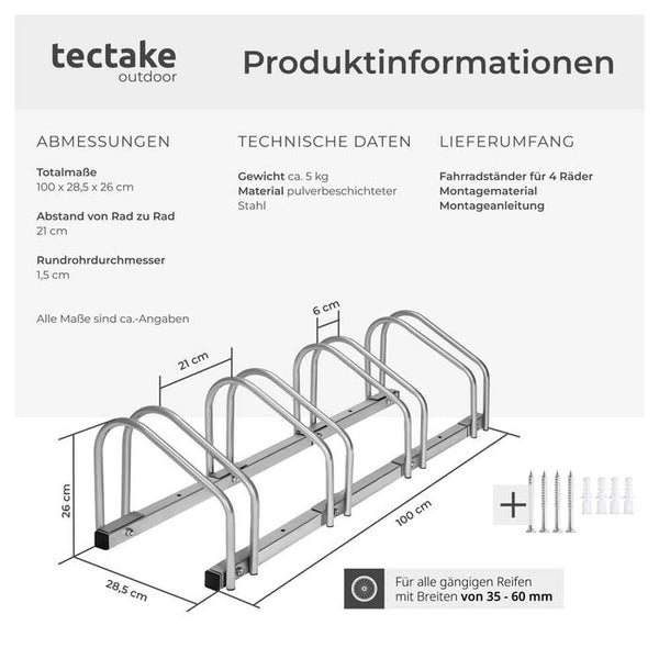 Fahrradständer für 4 Fahrräder
