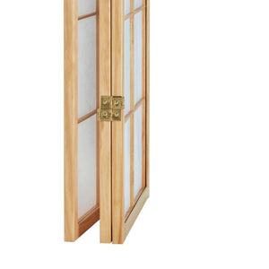 Paravent Natur Bambusmuster Aufdruck | 3 teilig | Holz | Raumteiler Trennwand Sichtschutz